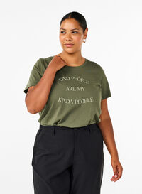 T-shirt med motiv, Thyme w. Kind People, Model