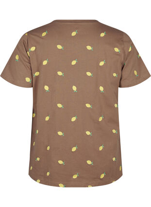 Zizzi T-shirt i økologisk bomuld med hjerter., Coca M. Lemon Emb., Packshot image number 1