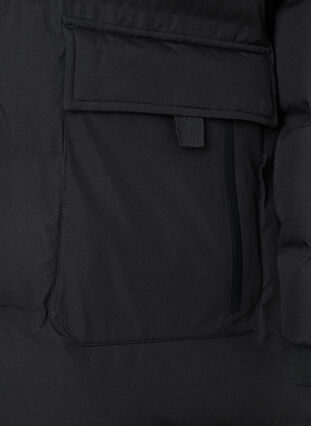 Zizzi Pufferfrakke med hætte og lommer, Black, Packshot image number 3