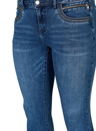 Zizzi Super slim sanna jeans med nittedetaljer, Blue Denim, Packshot image number 2