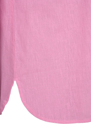 Zizzi Skjortebluse med knaplukning i bomuldsmix med hør, Rosebloom, Packshot image number 3