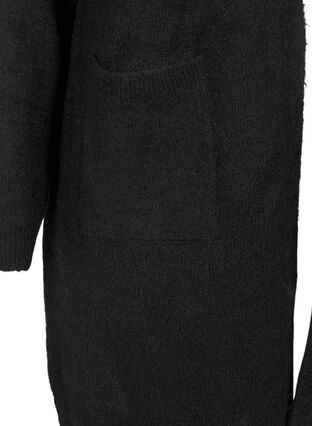 Zizzi Lang strik cardigan med lommer, Black, Packshot image number 2