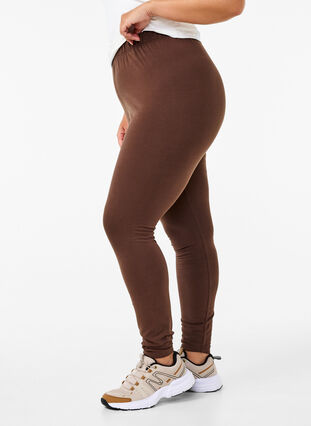 Zizzi Leggings i bomuld med foer, Chocolate Martini, Model image number 2