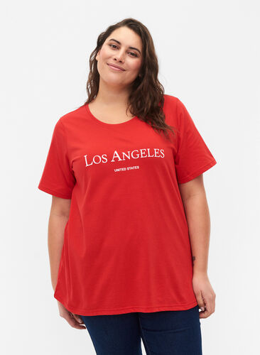 Zizzi FLASH - T-shirt med motiv, High Risk Red, Model image number 0