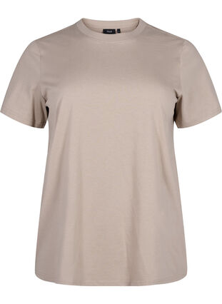 Zizzi Basis t-shirt i bomuld med rund hals , Silver Mink, Packshot image number 0