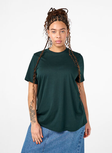Zizzi Basis t-shirt i bomuld med rund hals , Scarab, Model image number 0
