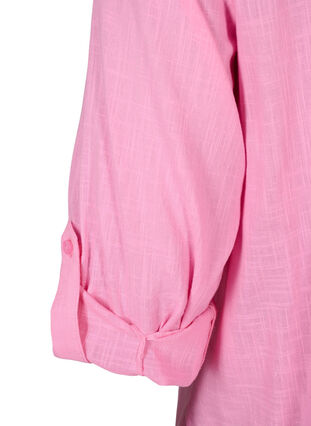 Zizzi Skjortebluse i bomuld med v-udskæring, Rosebloom, Packshot image number 3