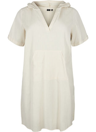 Zizzi Kortærmet kjole med hætte, Sandshell, Packshot image number 0