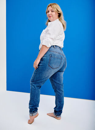 Zizzi Amy jeans med høj talje og super slim fit, Light Blue, Image image number 0
