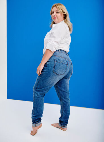 Zizzi Amy jeans med høj talje og super slim fit, Light Blue, Image image number 0