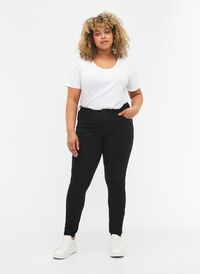 Højtaljede super slim Amy jeans, Black, Model