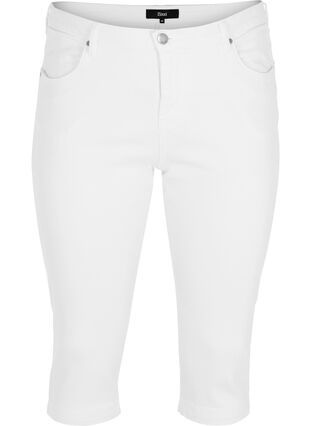 Zizzi Højtaljede Amy capri jeans med super slim fit, Bright White, Packshot image number 0