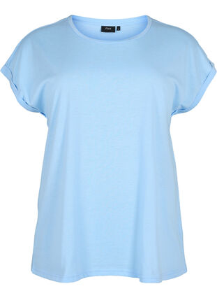 Zizzi Kortærmet t-shirt i bomuldsblanding, Serenity, Packshot image number 0