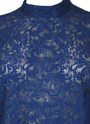 Zizzi Blonde bluse med sløjfedetalje, Estate Blue, Packshot image number 2