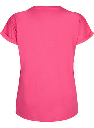 Zizzi Kortærmet t-shirt i bomuldsblanding, Raspberry Sorbet, Packshot image number 1