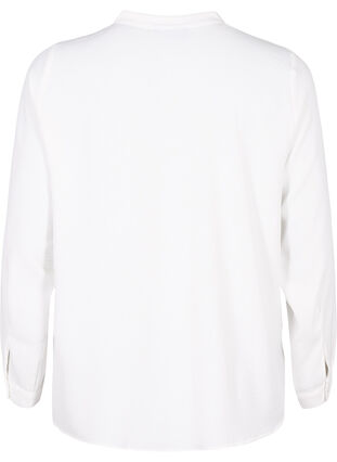 Zizzi Langærmet skjortebluse med v-hals, Bright White, Packshot image number 1