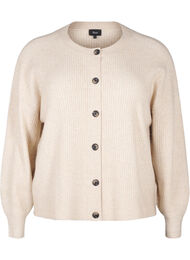 Ribstrikket cardigan med knapper, Nomad Mel.