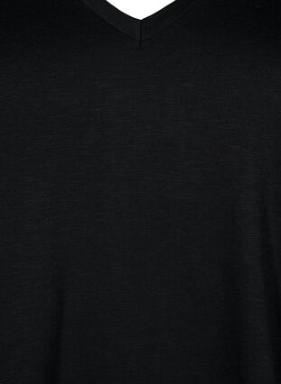 Zizzi Kortærmet basis t-shirt med v-hals, Black, Packshot image number 2