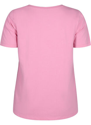 Zizzi Ensfarvet basis t-shirt i bomuld, Rosebloom, Packshot image number 1