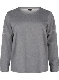 Sweatshirt med kontrastsyninger, Medium Grey Mél, Packshot