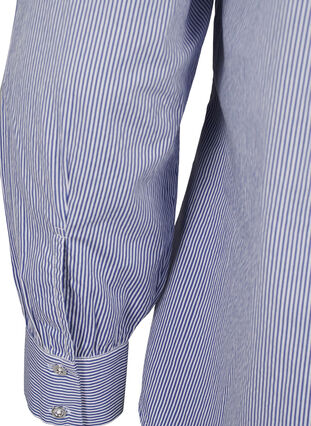 Zizzi Skjorte i økologisk bomuld med perlebroderi, Blue White Stripe, Packshot image number 4