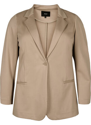 Zizzi Enkel blazer med knaplukning, Silver Mink, Packshot image number 0