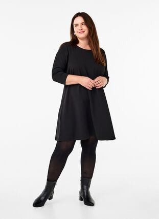 Zizzi FLASH - Kort kjole med a-facon og 3/4 ærmer, Black, Model image number 2