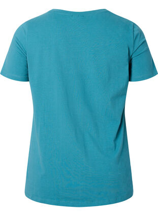 Zizzi Ensfarvet basis t-shirt i bomuld, Brittany Blue, Packshot image number 1