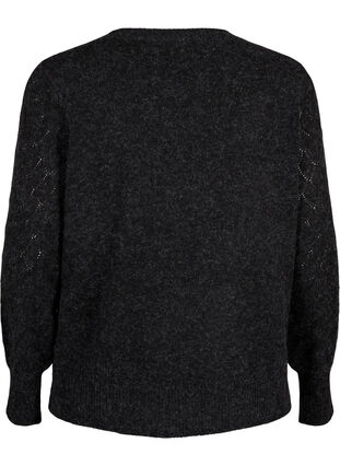 Zizzi Strikbluse med hulmønster, Dark Grey Melange, Packshot image number 1