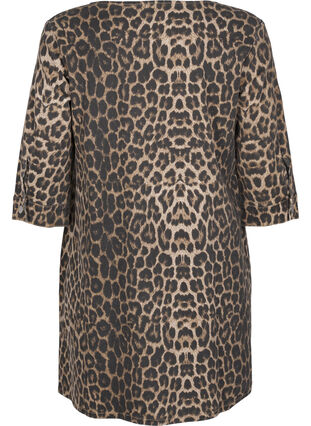 Zizzi Denimkjole med leopardprint, Leo AOP, Packshot image number 1