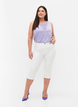 Zizzi Højtaljede Amy capri jeans med super slim fit, Bright White, Model image number 0