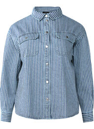 Stribet denimskjorte med brystlommer, Light B.Denim Stripe