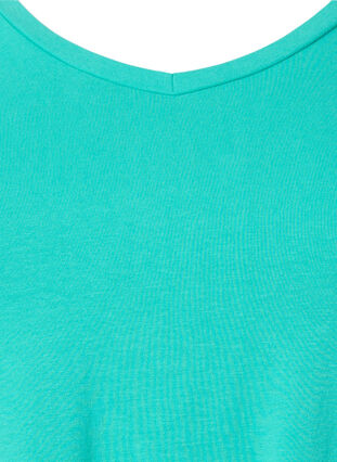 Zizzi Ensfarvet basis t-shirt i bomuld, Aqua Green, Packshot image number 2