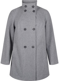 Kort trenchcoat med a-form, Light Grey Melange