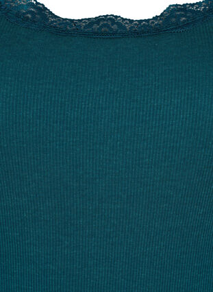 Zizzi Top med blondekant, Deep Teal, Packshot image number 2