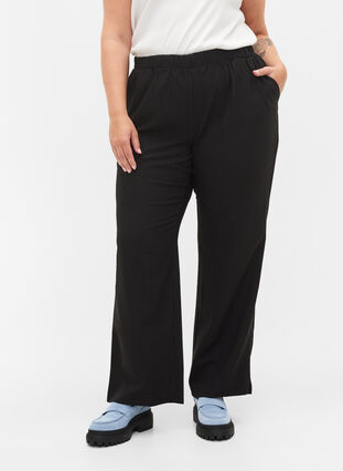 Zizzi Løse bukser med lommer, Black, Model image number 3