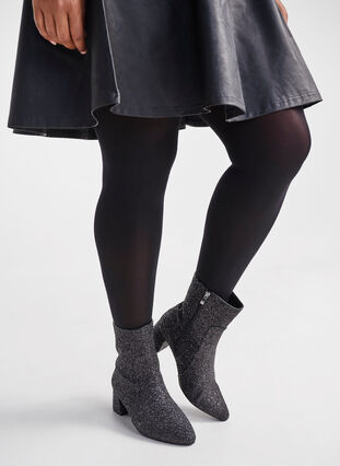 Zizzi Wide fit - Glitter ankelstøvle, Black, Image image number 0