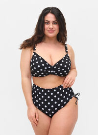 Printet bikini underdel med høj talje, Dotted Print, Model