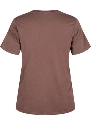 Zizzi T-shirt i økologisk bomuld med print, Brown Wash W. Wisdom, Packshot image number 1