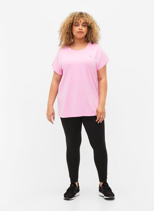 Zizzi Kortærmet trænings t-shirt, Pastel Lavender, Model image number 2
