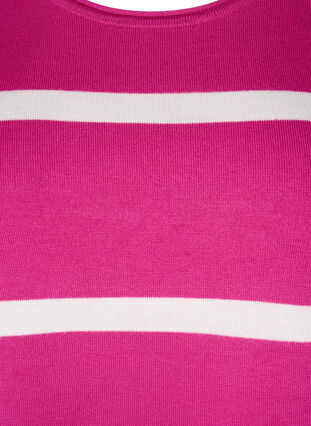 Zizzi Strikket viskosebluse med striber, Fuchsia Red Comb, Packshot image number 2