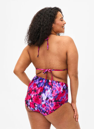 Zizzi Bikini underdel med print og høj talje , Pink Flower AOP, Model image number 1
