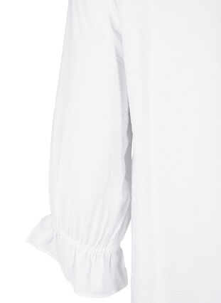 Zizzi Lang viskoseskjorte med blondedetalje, Bright White, Packshot image number 3