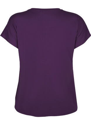 Zizzi Ensfarvet trænings t-shirt, Purple Pennant, Packshot image number 1