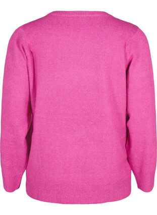 Zizzi Meleret strikbluse med v-hals, Rose V. w. White Mel, Packshot image number 1