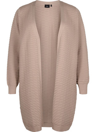 Zizzi Strikket cardigan i bomulds-viskose mix, Simply Taupe, Packshot image number 0