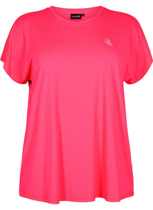 Zizzi Kortærmet trænings t-shirt, Neon Diva Pink, Packshot image number 0