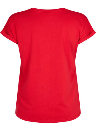 Zizzi Kortærmet t-shirt i bomuldsblanding, Tango Red, Packshot image number 1
