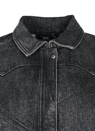 Zizzi Denimjakke med skjult lynlås, Dark Grey Denim, Packshot image number 3