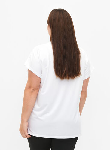 Zizzi Kortærmet trænings t-shirt, Bright White, Model image number 1